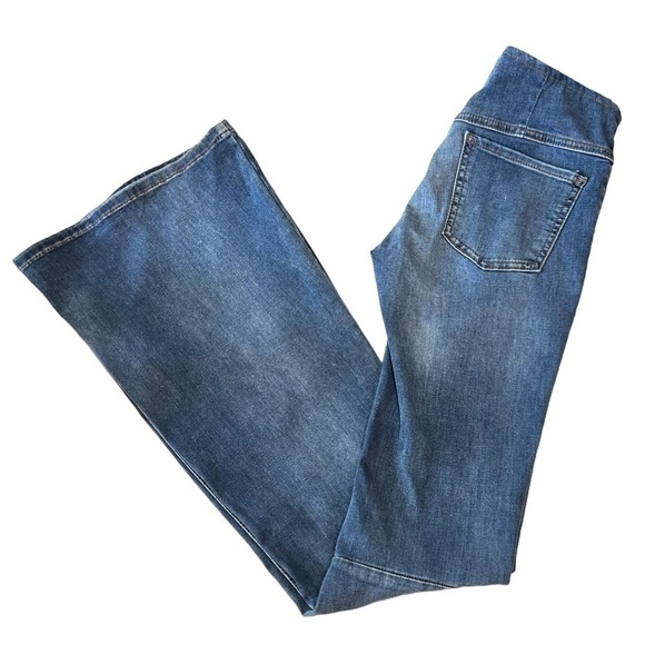 Free People Medium Wash Penny Pull On Stretch Denim Flare Retro Jeans Womens 26 - Picture 11 of 13